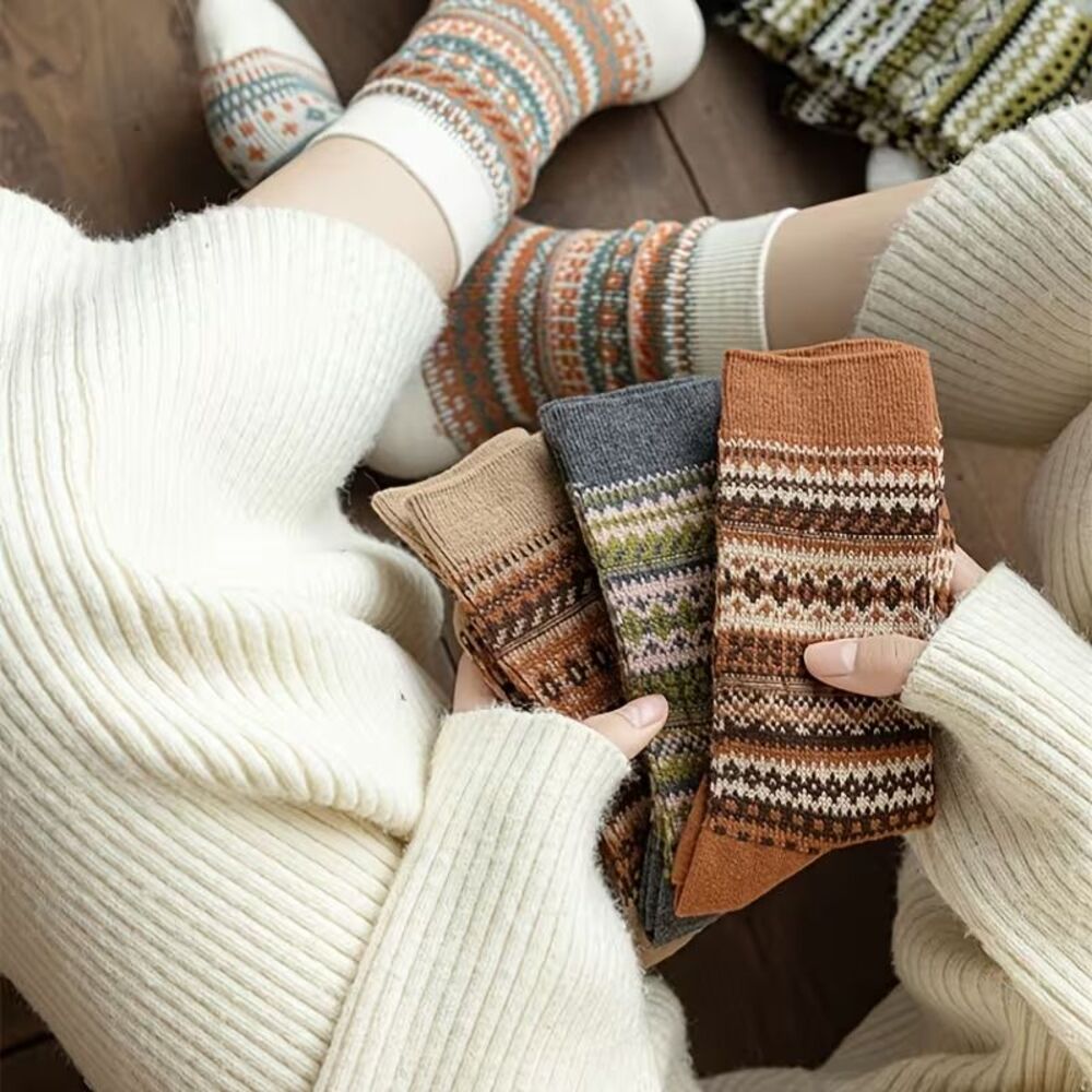7 Pair Women's Warm Winter Socks Mid Calf 6 colors & 1 Random Bonus Pair NEW
